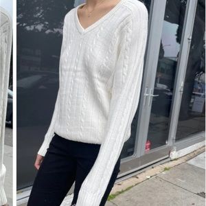 Brandy Melville IDA COTTON CABLE KNIT V-NECK SWEATER